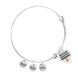 12 Multiple Sclerosis Heart Retractable Charm Bracelets