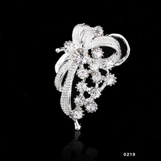 14 types Fashion 2017 Bridal Bouquet Flower Pattern Brooch Pin Rhinestone Inlaid Crystal Women Wedding Brooches Fine Jewelry