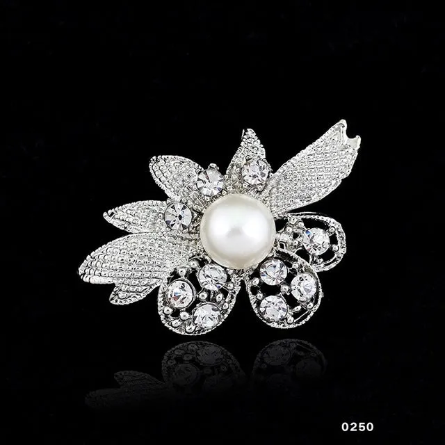 14 types Fashion 2017 Bridal Bouquet Flower Pattern Brooch Pin Rhinestone Inlaid Crystal Women Wedding Brooches Fine Jewelry