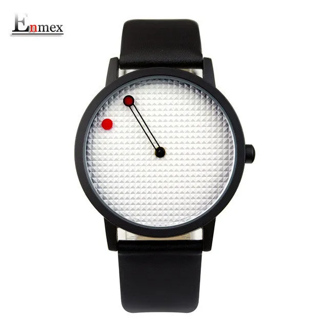 2017 men gift Enmex brief design removable strap geometric designs Floating pointer 3D dail with  young fashion quartz watches