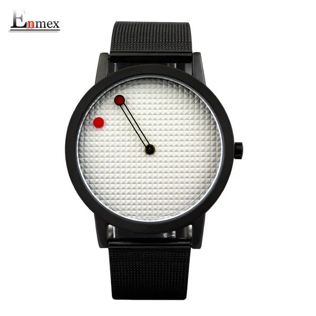 2017 men gift Enmex brief design removable strap geometric designs Floating pointer 3D dail with  young fashion quartz watches