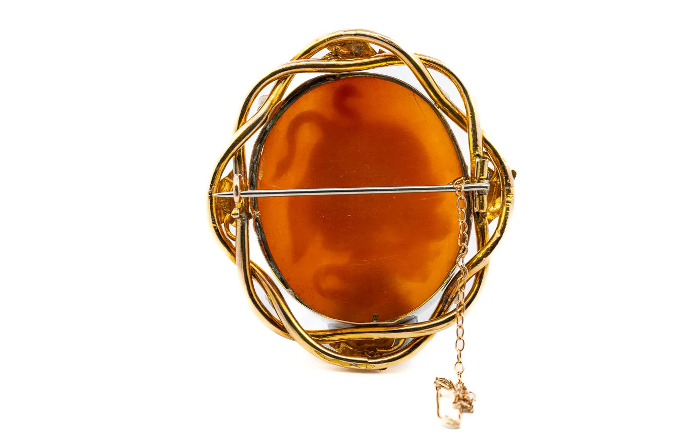 9ct Yellow Gold Shell Cameo Brooch featuring Medusa (Circa 1890)