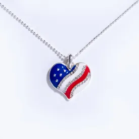 American Flag Heart Necklace