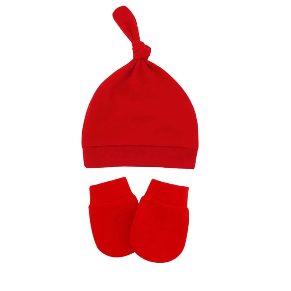 Anti Scratching Cotton Mittens   Hat Set