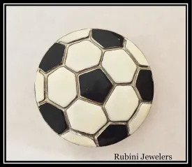 Antiqued Soccer Ball Enameled Belt Buckle