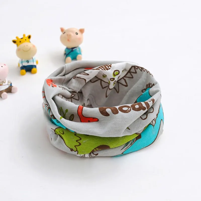 Autumn Winter Children Boys Girls Baby Scarf Cartoon Dinosaur Pattern Cotton O Ring Neck Scarves Spring Warm Scarf