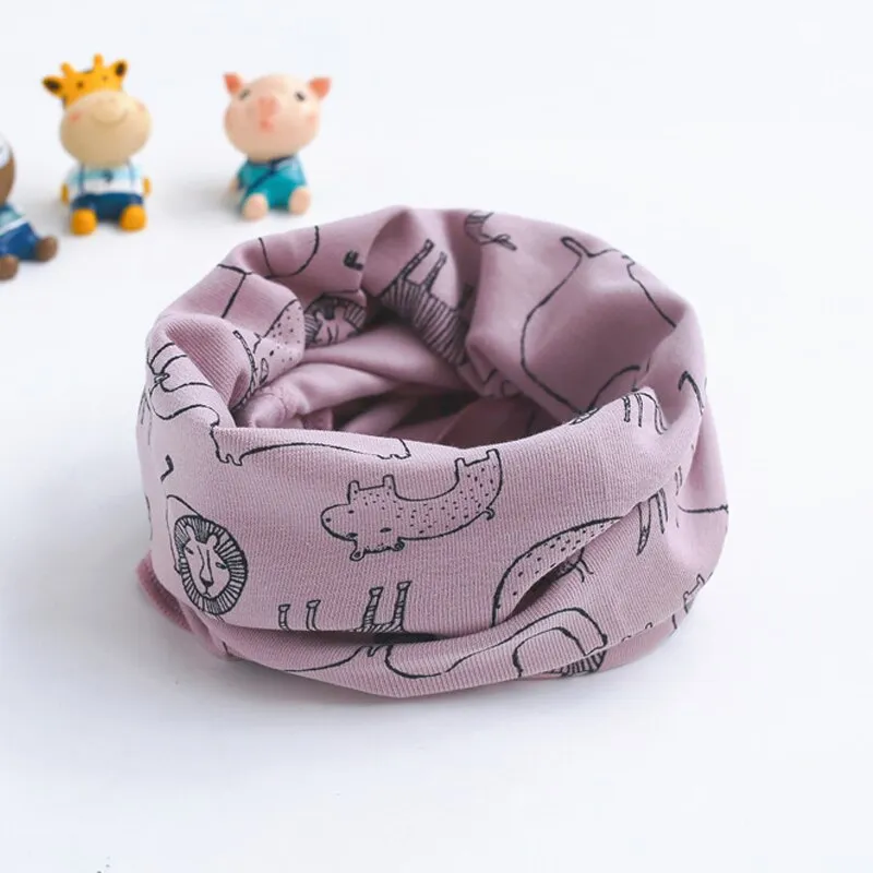 Autumn Winter Children Boys Girls Baby Scarf Cartoon Dinosaur Pattern Cotton O Ring Neck Scarves Spring Warm Scarf