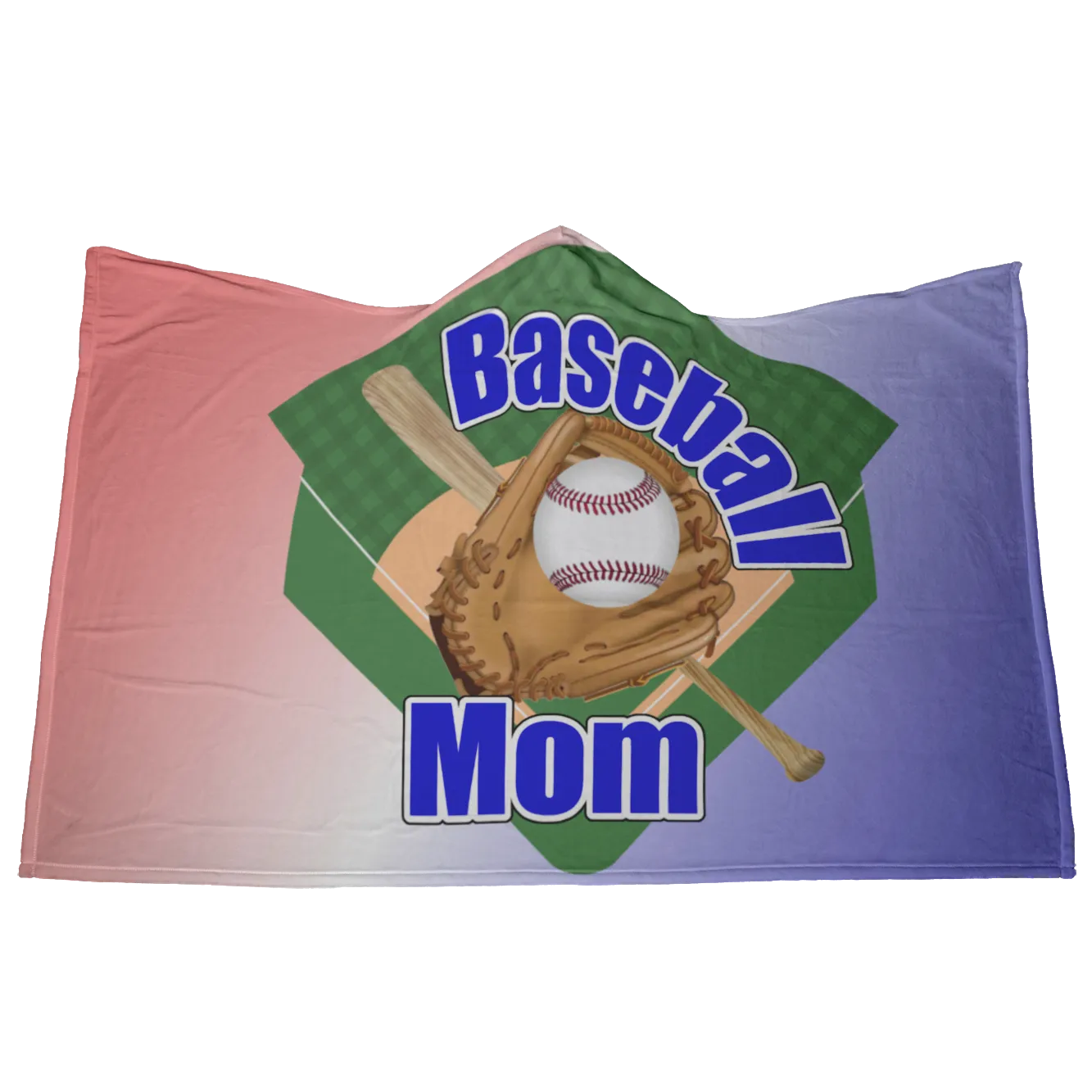 Baseball Mom Hooded Blanket, Blue