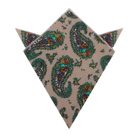 Bay of Kotor Light Brown Paisley Pocket Square