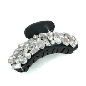 Black Flocked Jewelled Hair Claw