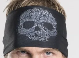 Black Soaker Headband with Sugar Skull Bling