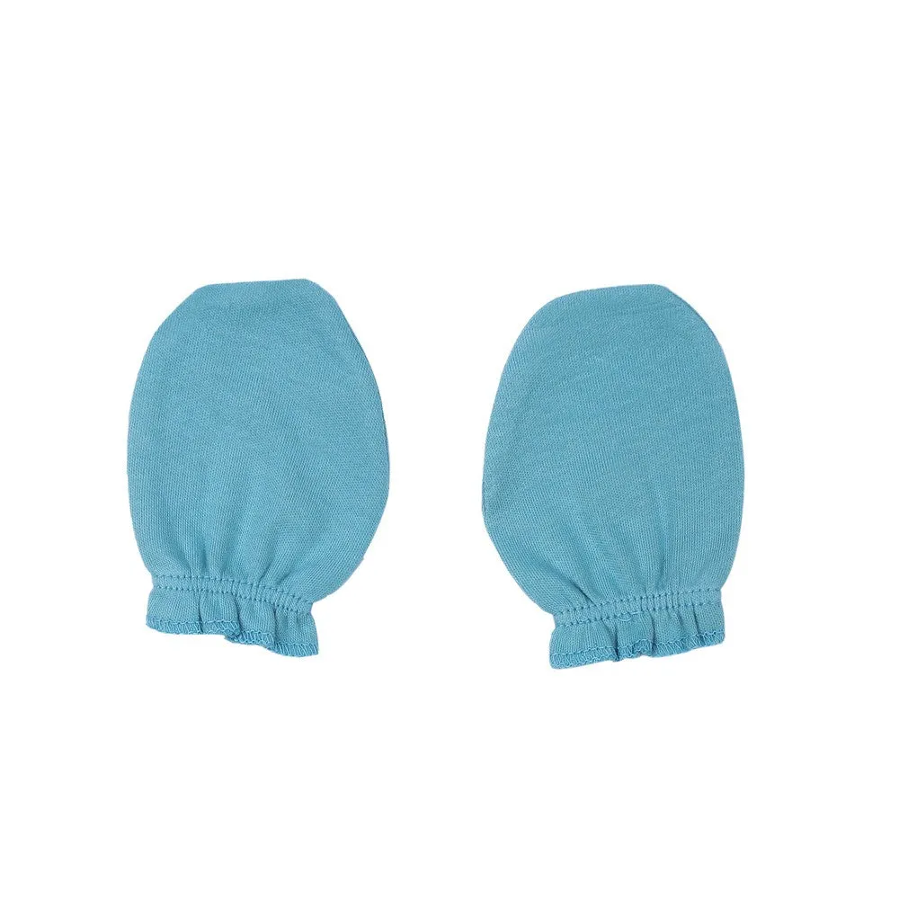 Blue Plain Cotton Mittens