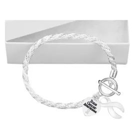 Bone Cancer White Ribbon Rope Bracelets