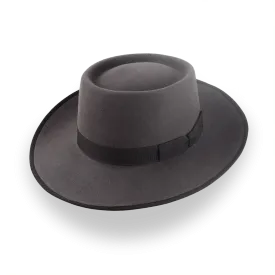 Caribou Grey Wide Brim Porkpie Hat with Custom Fit | The Oppenheimer