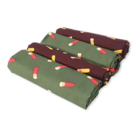 Cartridge Pattern Handkerchiefs Pack Of 4 Green & Burgundy