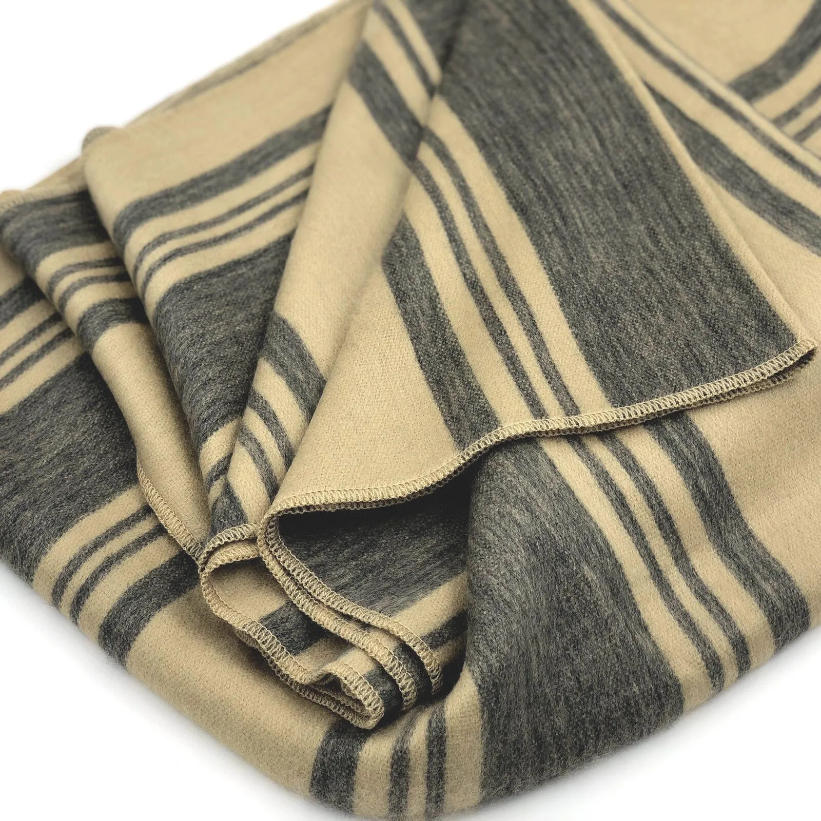 Chalua - Baby Alpaca Wool Throw Blanket / Sofa Cover - Queen 97" x 61" - Striped Pattern Dijon