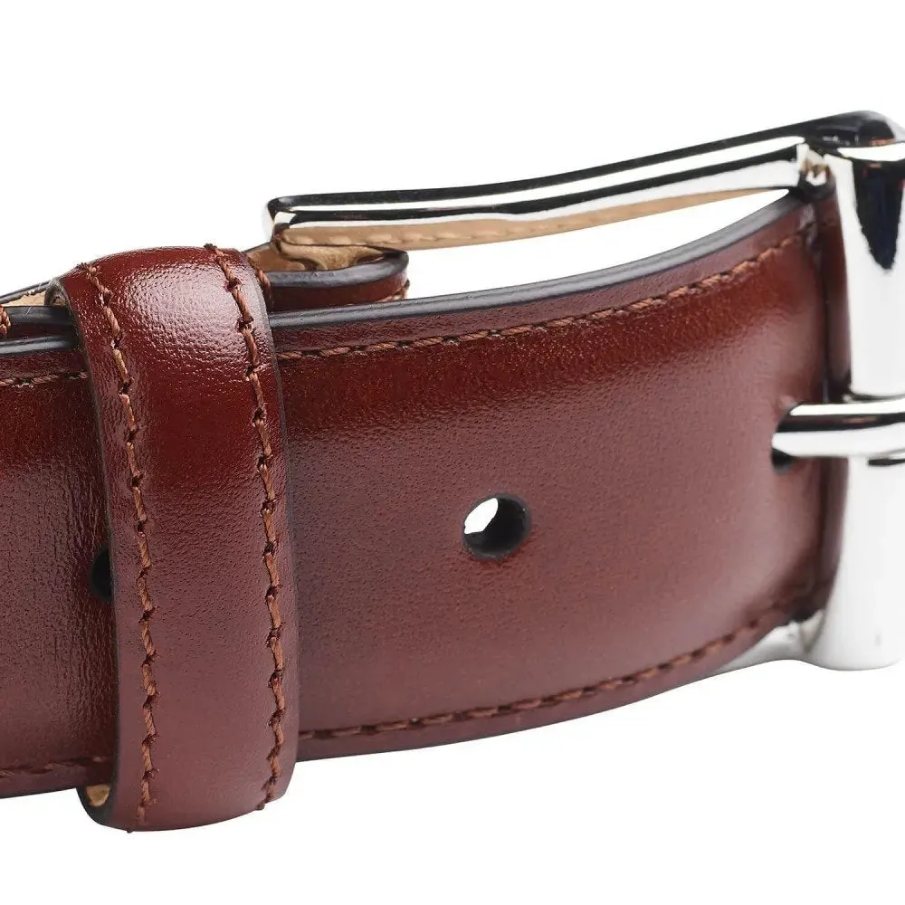 Chestnut Calf Belt with Silver Buckle