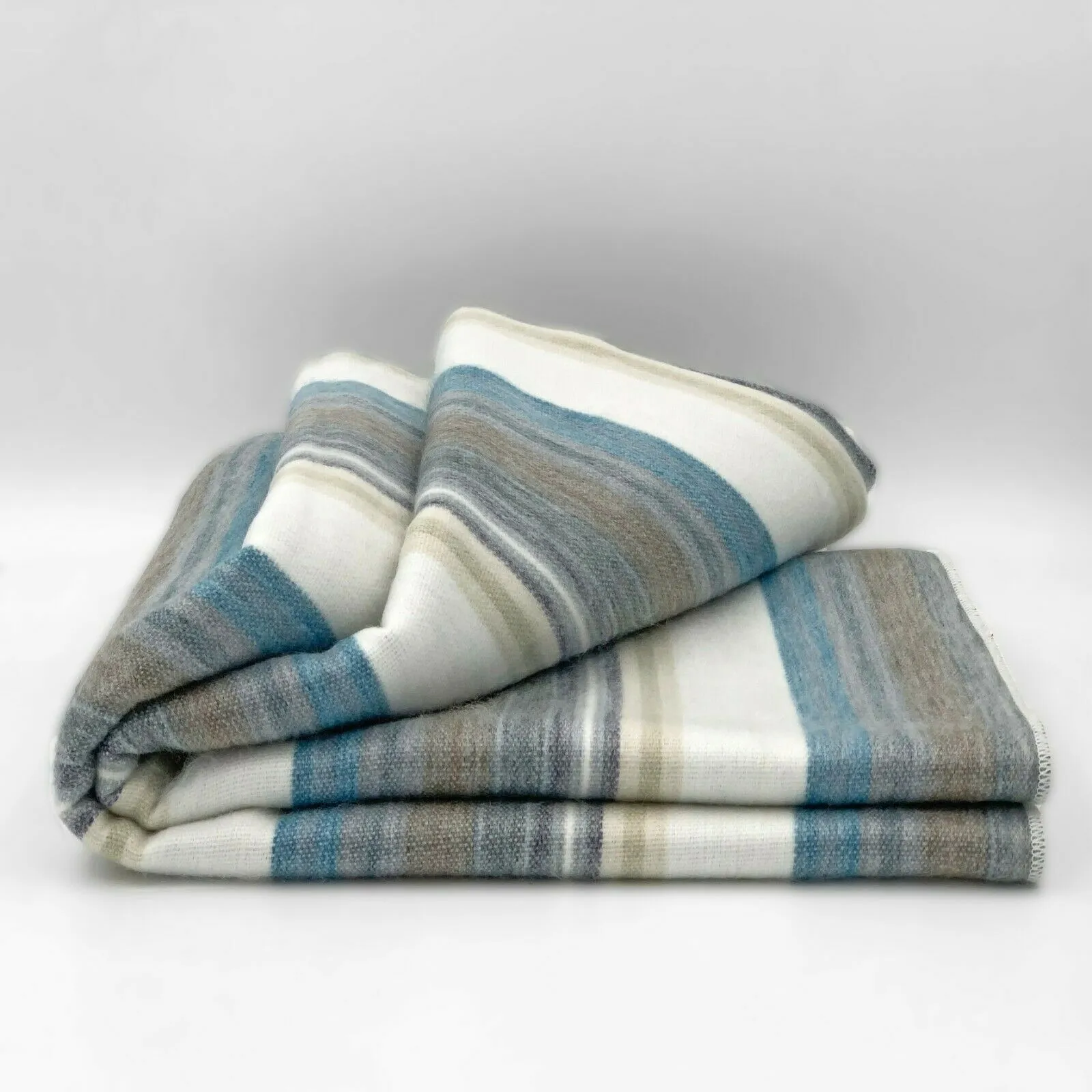 Chuquipogyo - Baby Alpaca Wool Throw Blanket / Sofa Cover - Queen 95" x 65" - multi colored thin stripes pattern