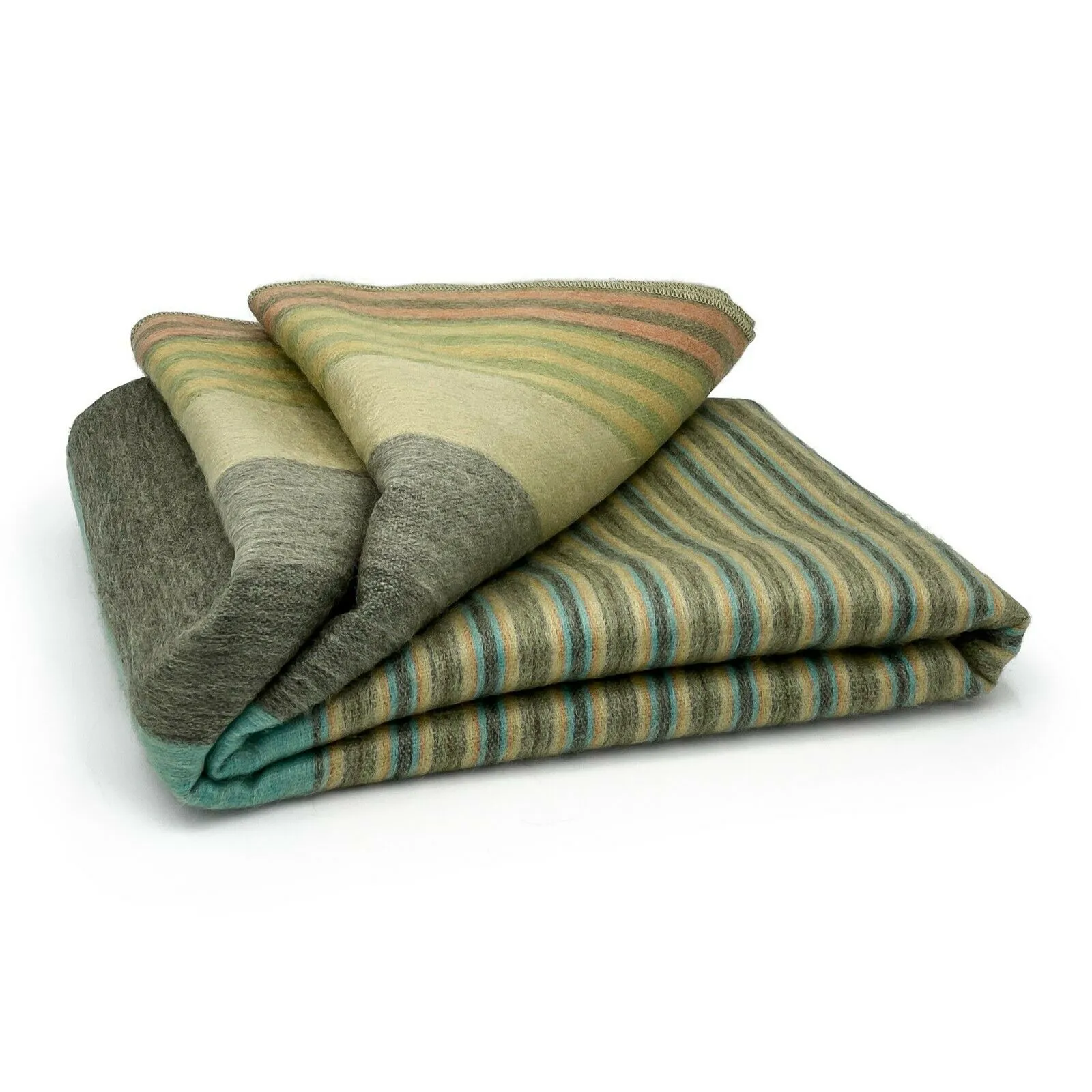 Cojitambo - Baby Alpaca Wool Throw Blanket / Sofa Cover - Queen 95" x 67" - multi colored stripes pattern