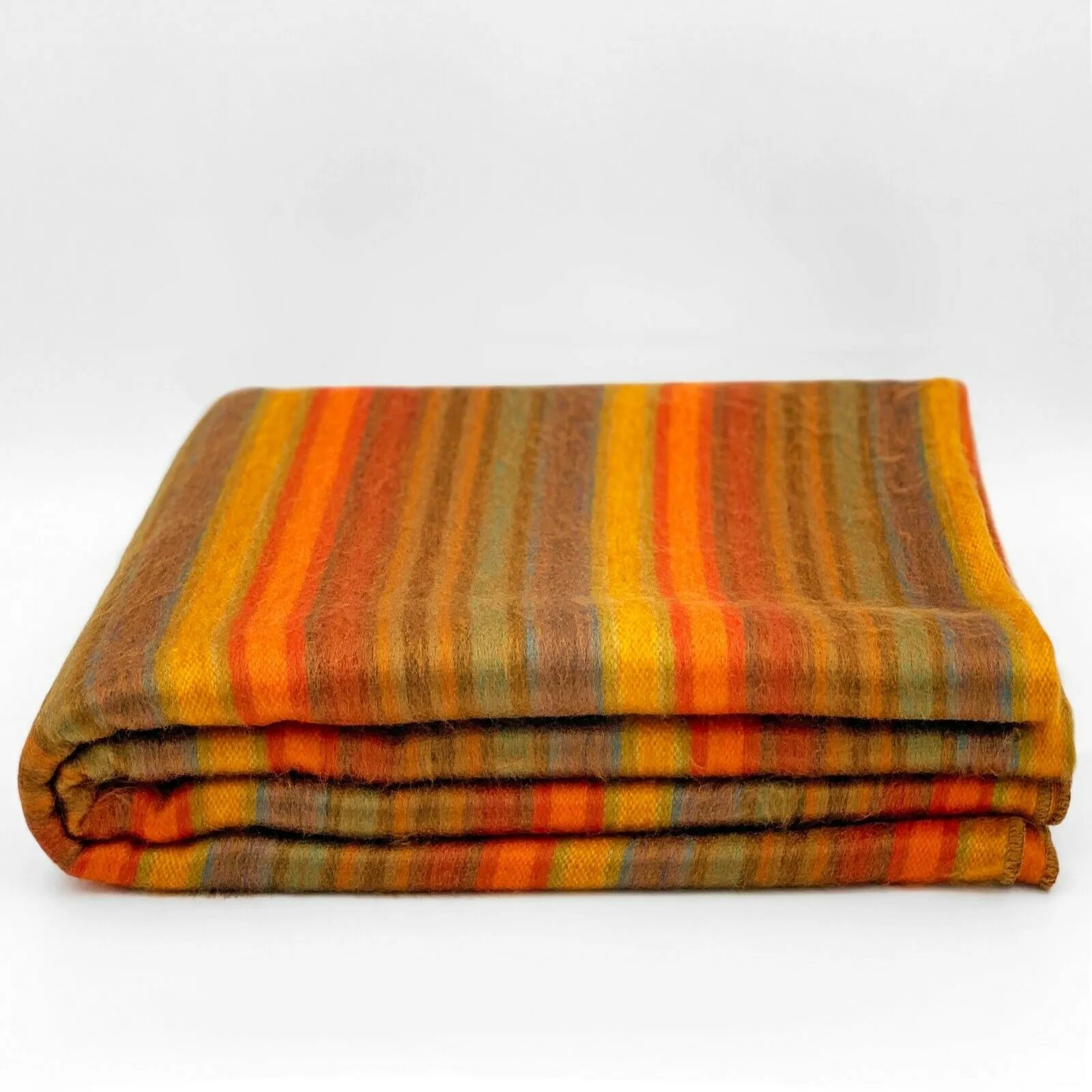 Cumanda - Baby Alpaca Wool Throw Blanket / Sofa Cover - Queen 97" x 67" - multi colored thin stripes pattern