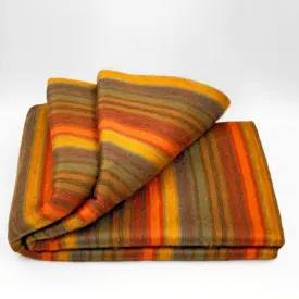 Cumanda - Baby Alpaca Wool Throw Blanket / Sofa Cover - Queen 97" x 67" - multi colored thin stripes pattern