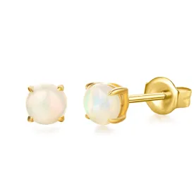 FANCIME "Lumi" Round Opal 14K Solid Yellow Gold Studs