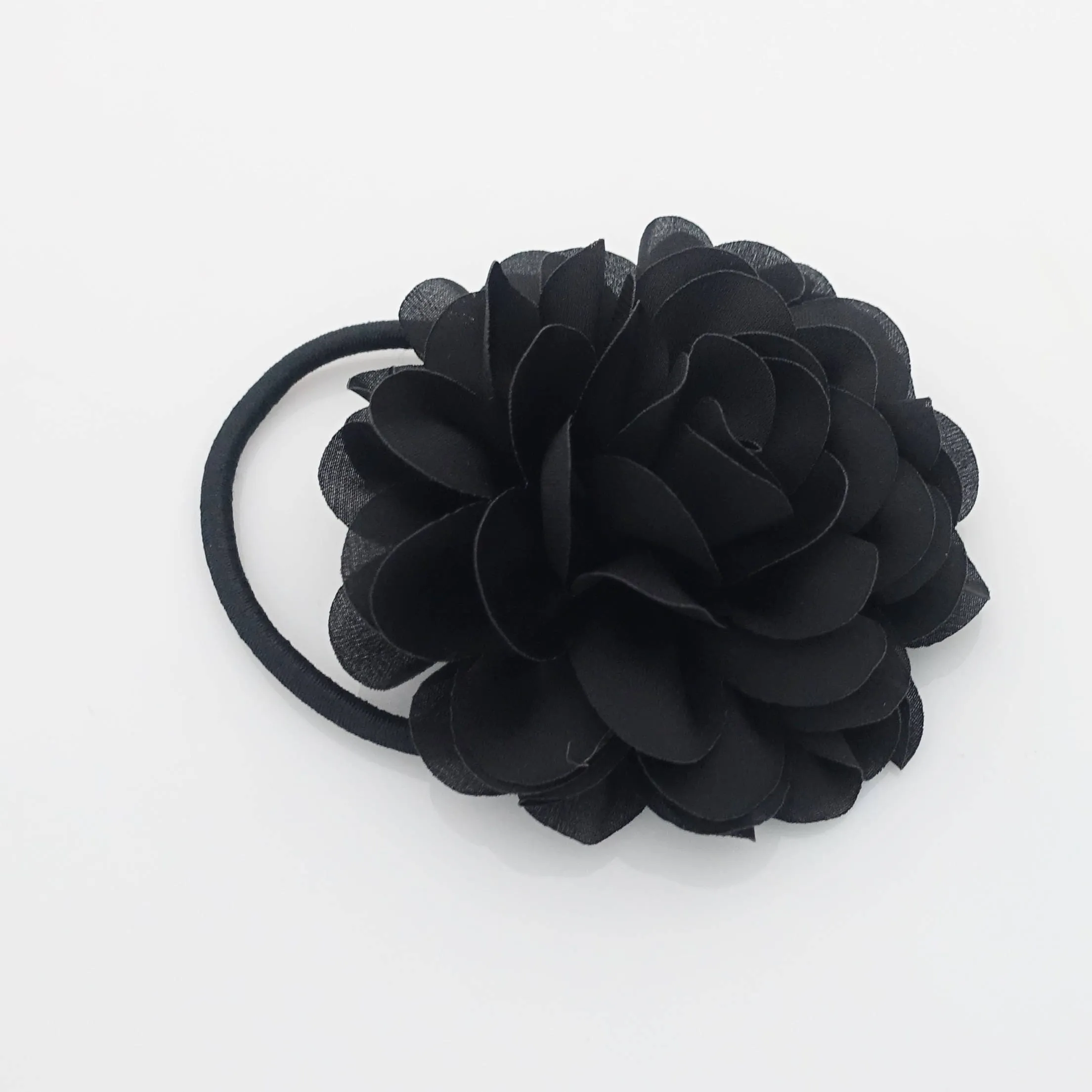 Handmade Dahlia Flower Hair Elastics Ponytail Holder Flower Hair Accessories