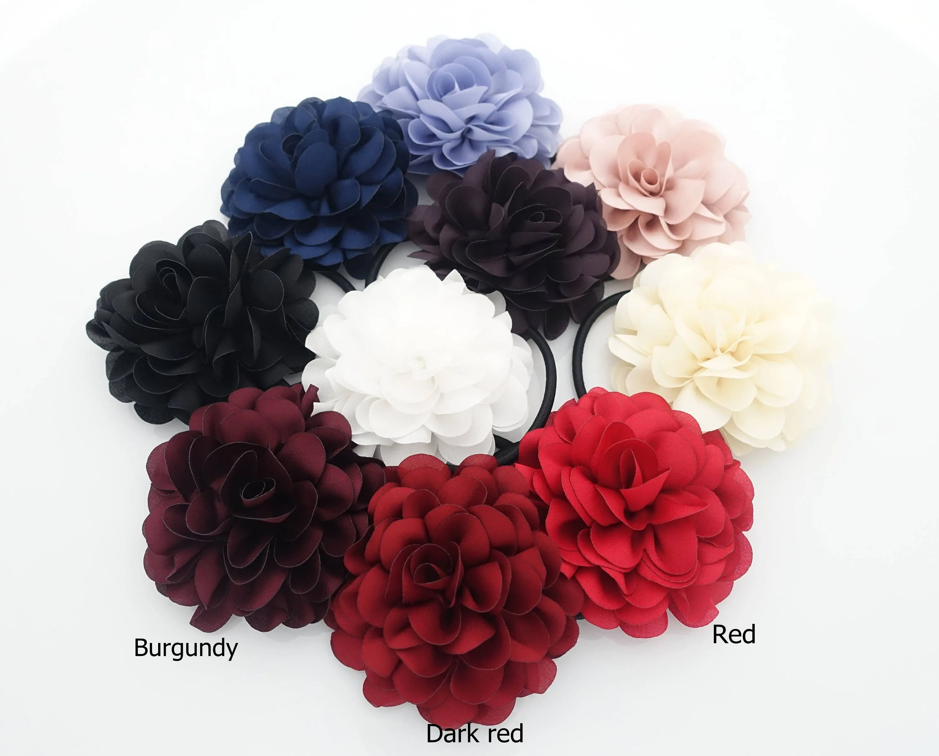 Handmade Dahlia Flower Hair Elastics Ponytail Holder Flower Hair Accessories