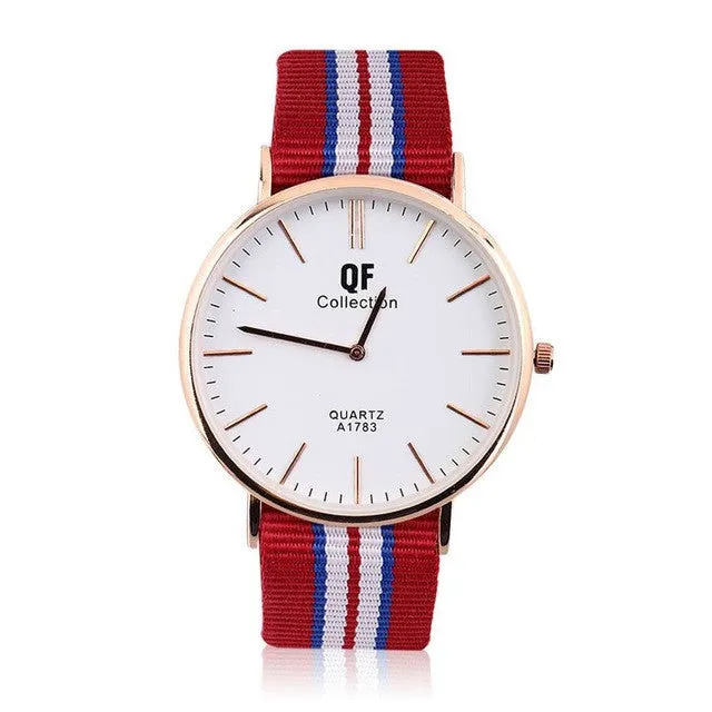 Luxury Watches Men Women Fashion Casual Ultra Thin Large Dial Quartz Wristwatches Nylon Striped Strap Band Watch relogio