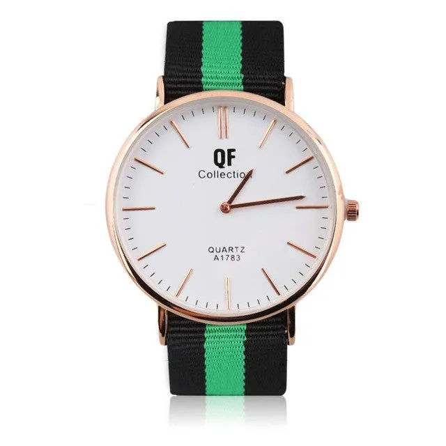 Luxury Watches Men Women Fashion Casual Ultra Thin Large Dial Quartz Wristwatches Nylon Striped Strap Band Watch relogio