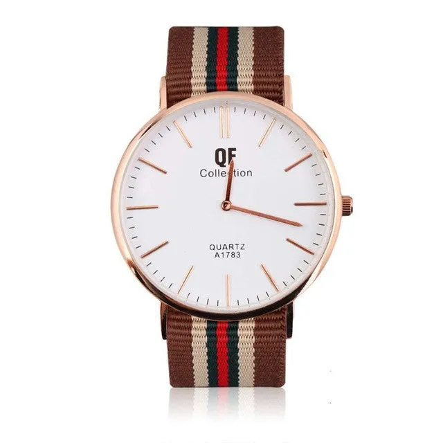 Luxury Watches Men Women Fashion Casual Ultra Thin Large Dial Quartz Wristwatches Nylon Striped Strap Band Watch relogio