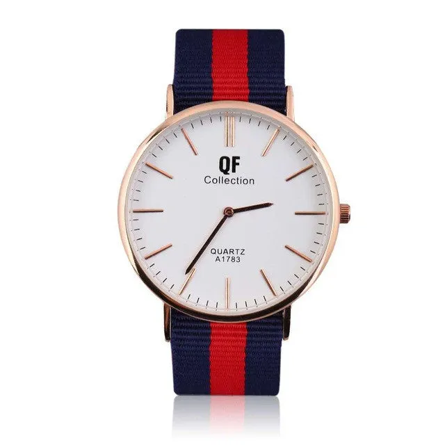 Luxury Watches Men Women Fashion Casual Ultra Thin Large Dial Quartz Wristwatches Nylon Striped Strap Band Watch relogio