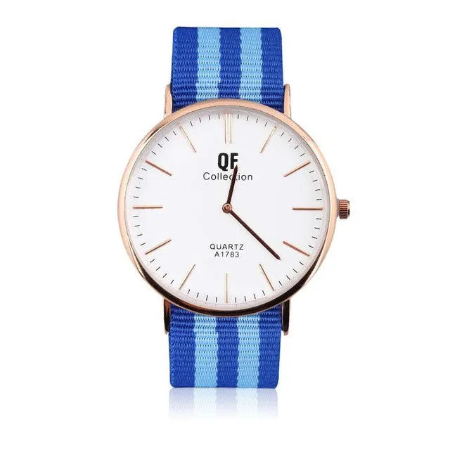 Luxury Watches Men Women Fashion Casual Ultra Thin Large Dial Quartz Wristwatches Nylon Striped Strap Band Watch relogio