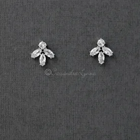 Minimalist Marquise Leaf CZ Stud Earrings