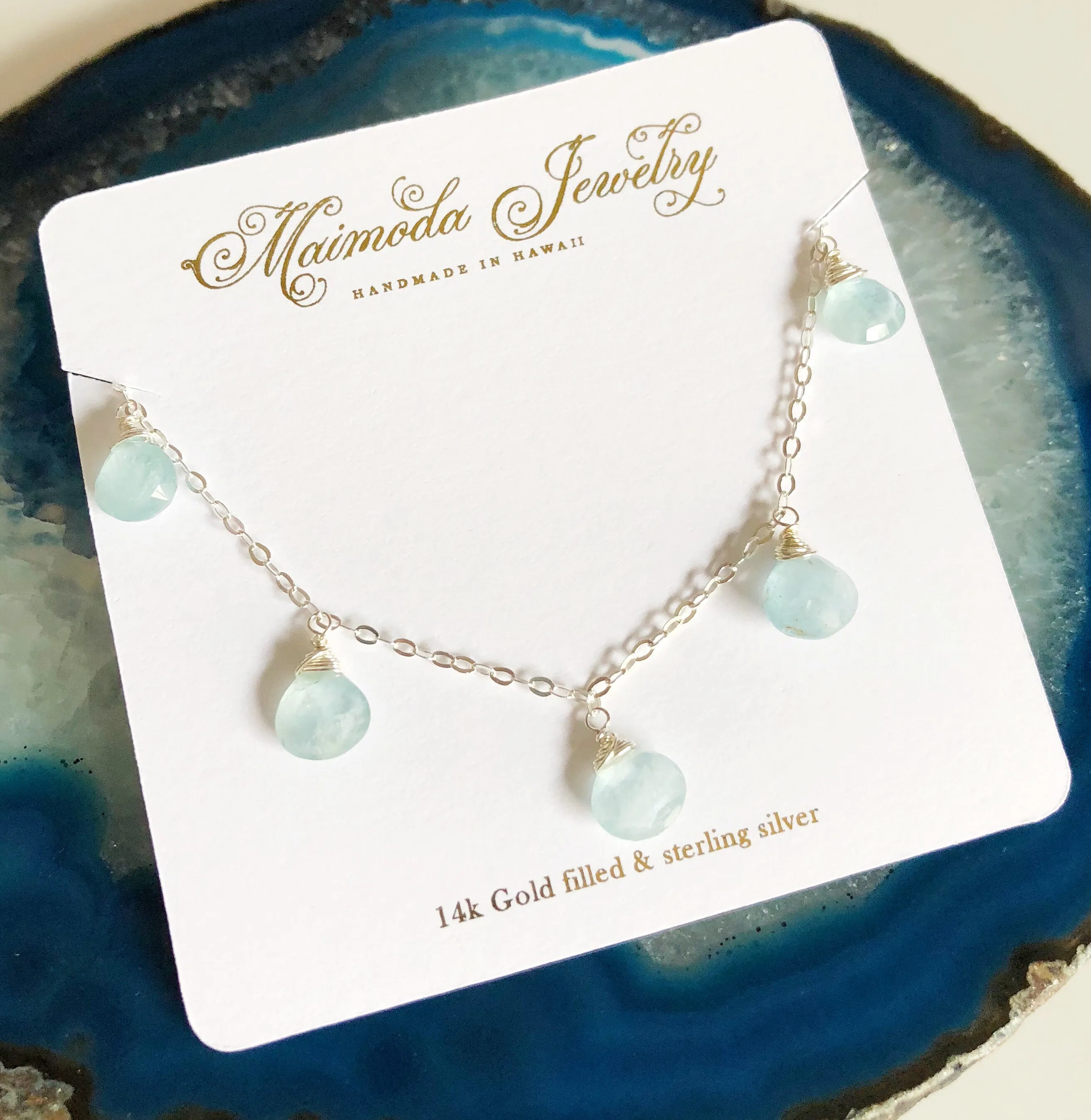 Necklace IVANNA - aquamarine (N276)