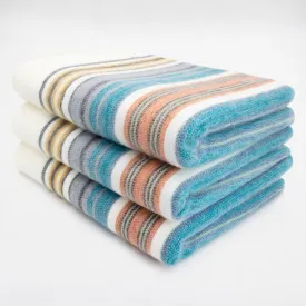 Nongora - Baby Alpaca Wool Throw Blanket / Sofa Cover - Queen 95 x 67 in - ocean dive - white/turquoise/orange/yellow