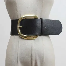 Pre Order:  Vegan Leather Big Buckle Wide Belt