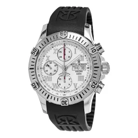 Revue Thommen Men's 16071.6838 'Air Speed' Silver Dial Black Rubber Strap Chronograph Swiss Watch