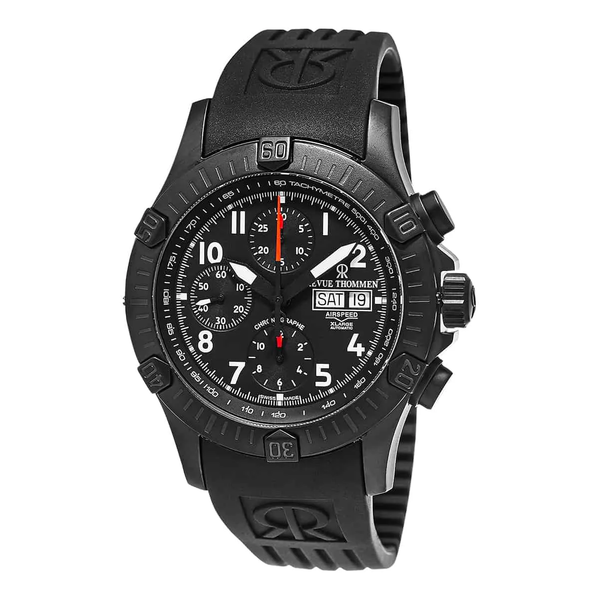 Revue Thommen Men's 'Air Speed' Rubber Strap Chronograph Watch