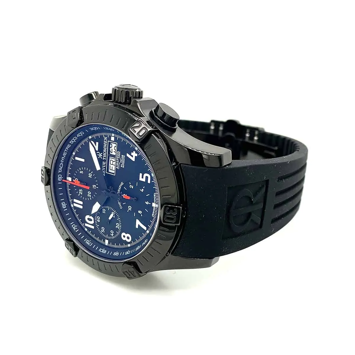 Revue Thommen Men's 'Air Speed' Rubber Strap Chronograph Watch