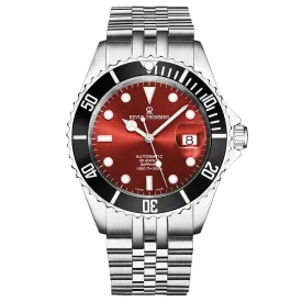 Revue Thommen Men's 'Diver' Red Dial Stainless Steel Bracelet Automatic Watch 17571.2238