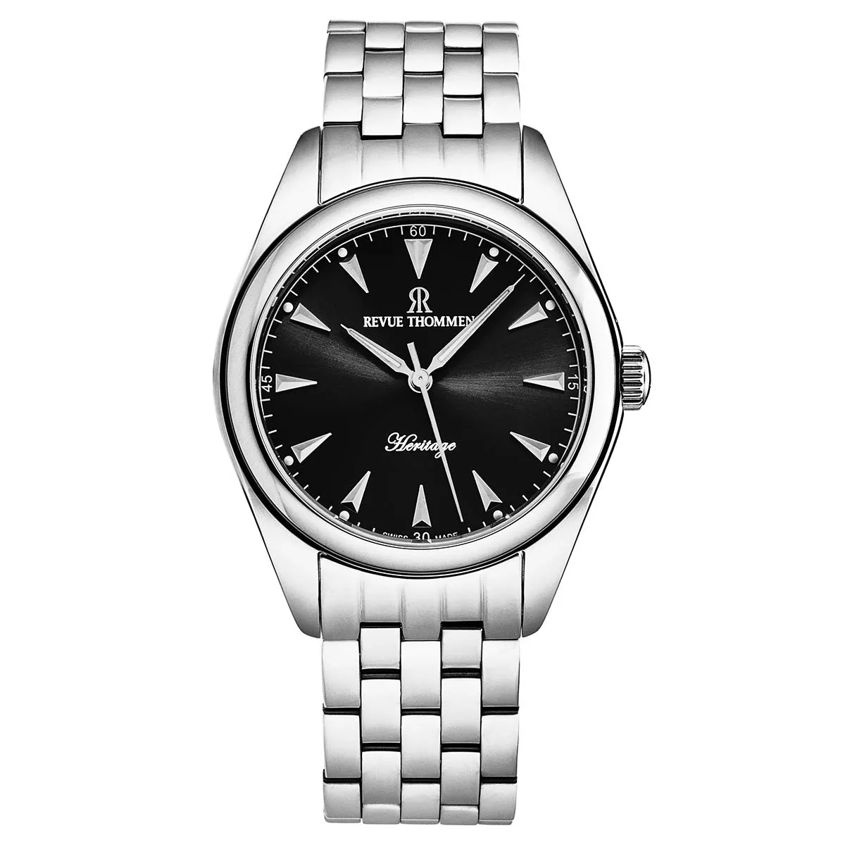 Revue Thommen Men's 'Heritage' Black Dial Stainless Steel Bracelet Automatic Watch 21010.2138