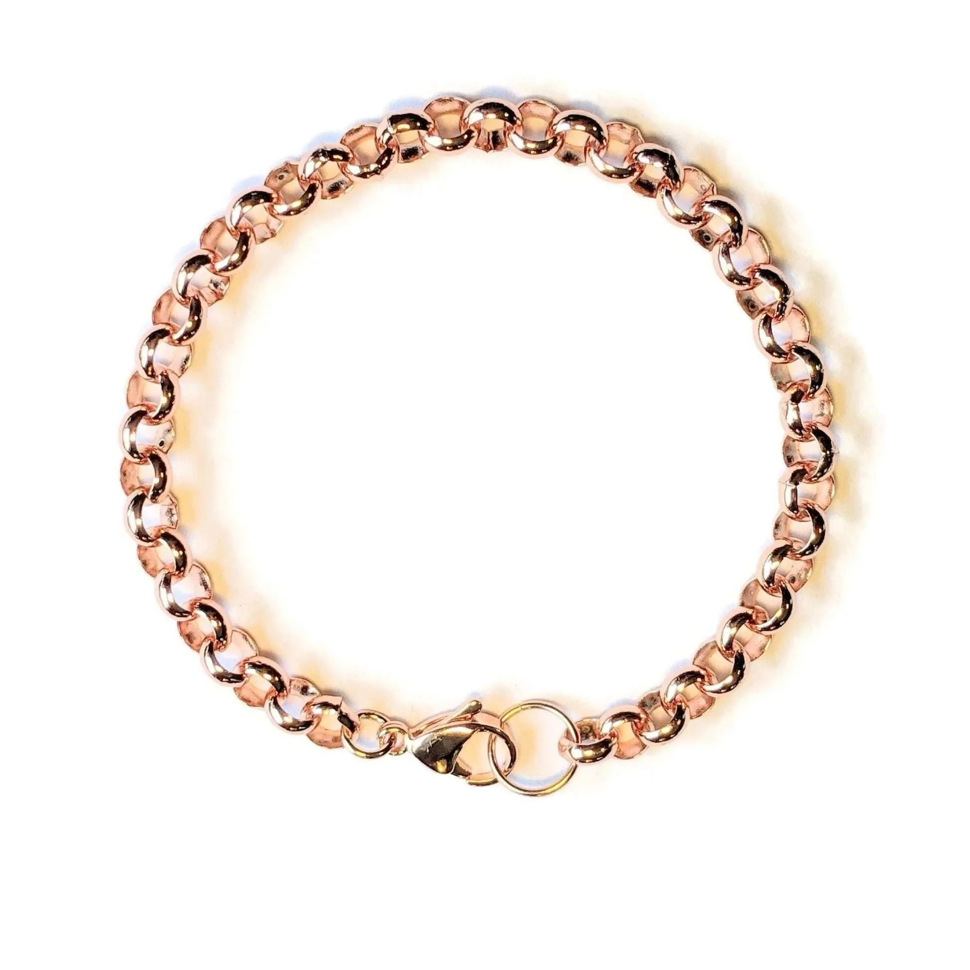 Rose Gold 7mm Rolo Charm Bracelet Base - D.I.Y. - BUILD YOUR CHARM BRACELET!