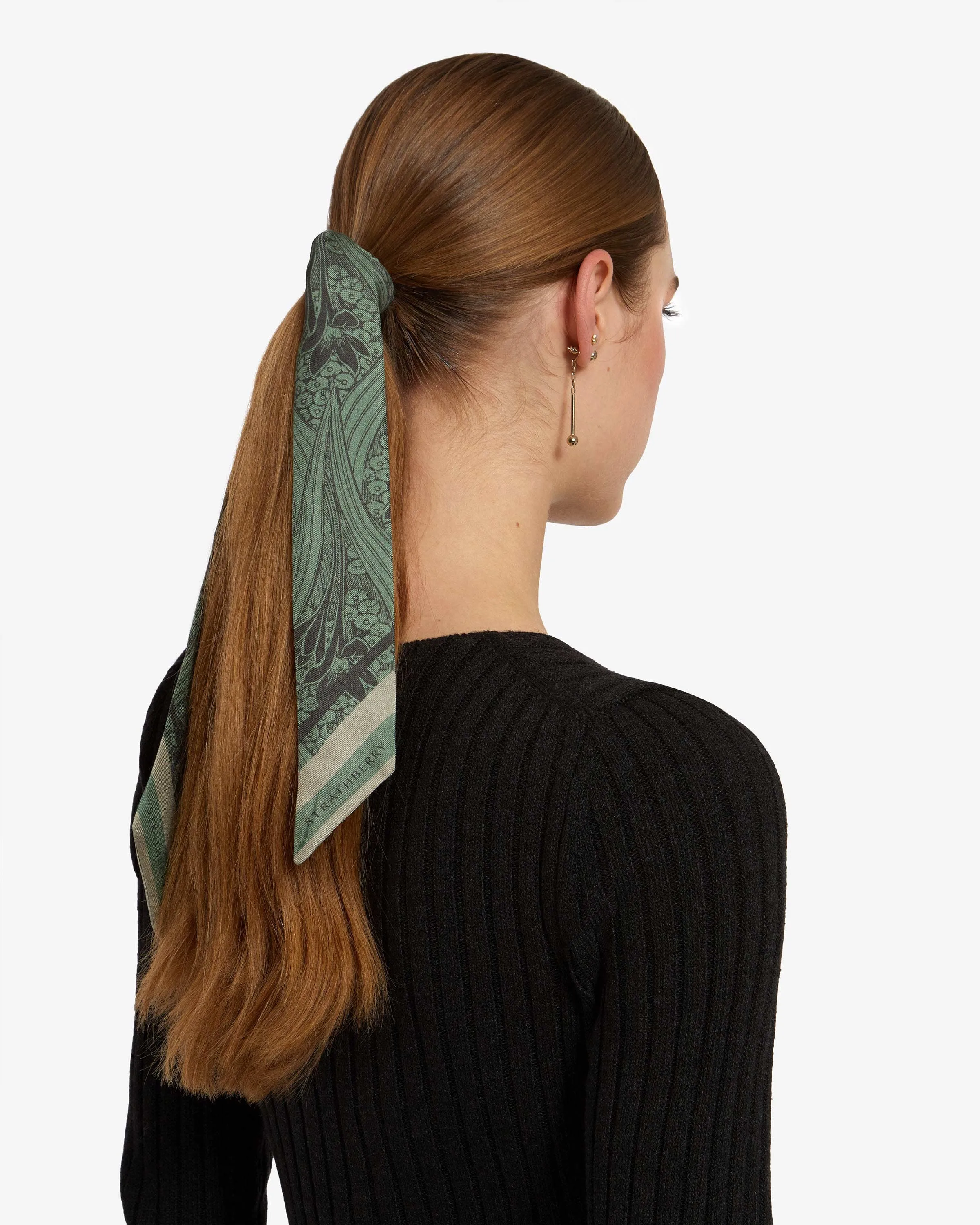 Silk Skinny Scarf - Wallpaper Sage