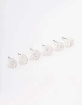 Silver Mixed Cubic Zirconia Stud Earring 3-Pack