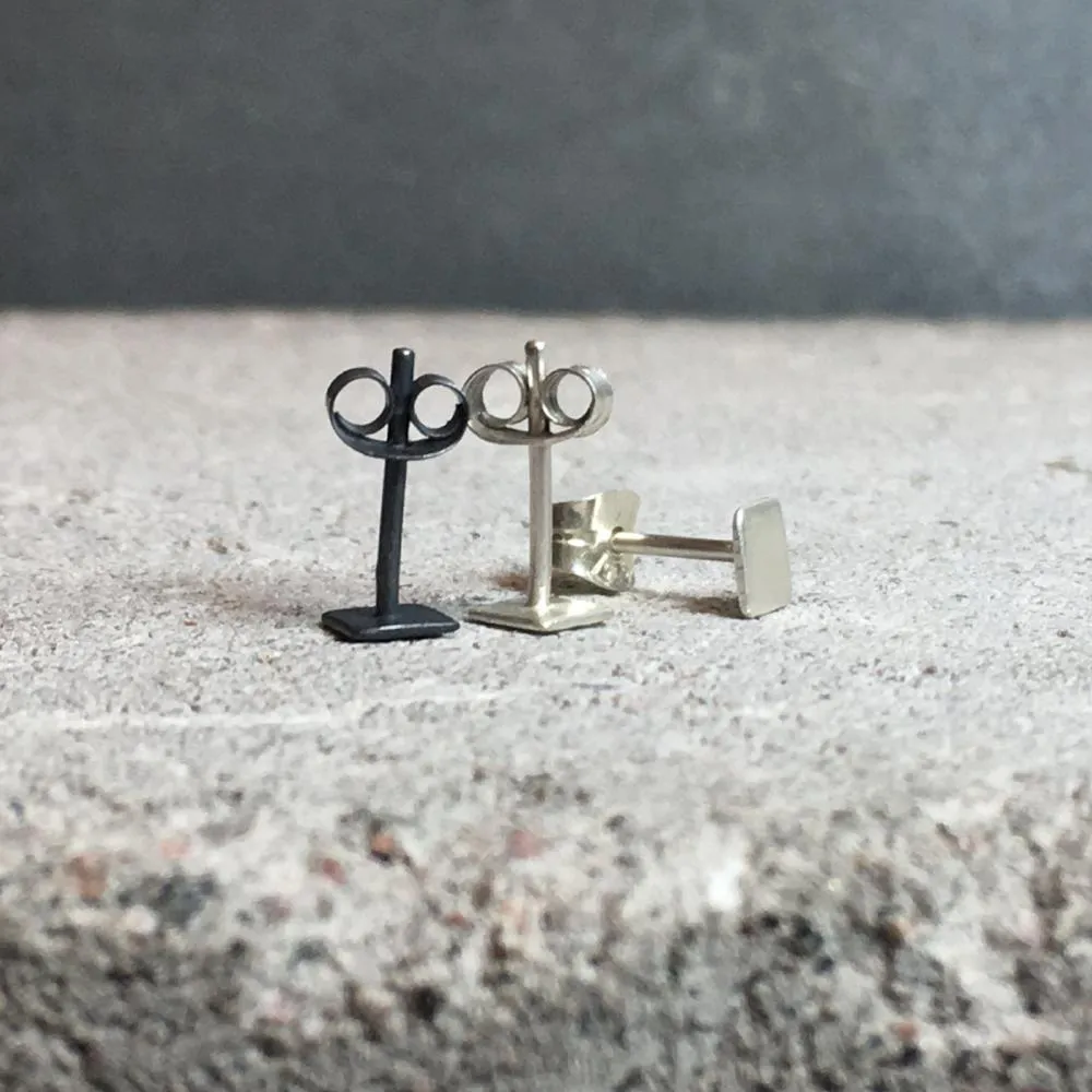 Square Earrings golden brass or silver