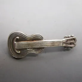 Sterling Silver Guitar Brooch Pin Antique Victorian Chester 1888