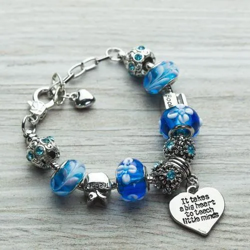 Teacher Big Heart Charm Bracelet