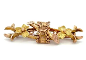 Vintage 9ct Yellow Gold Brooch with a Floral Centrepiece