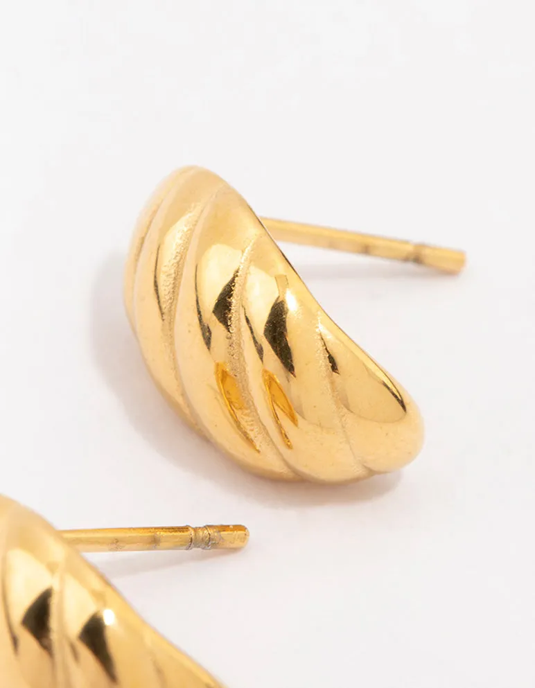 Waterproof Gold Plated Waterproof Stainless Steel Croissant Stud Earrings